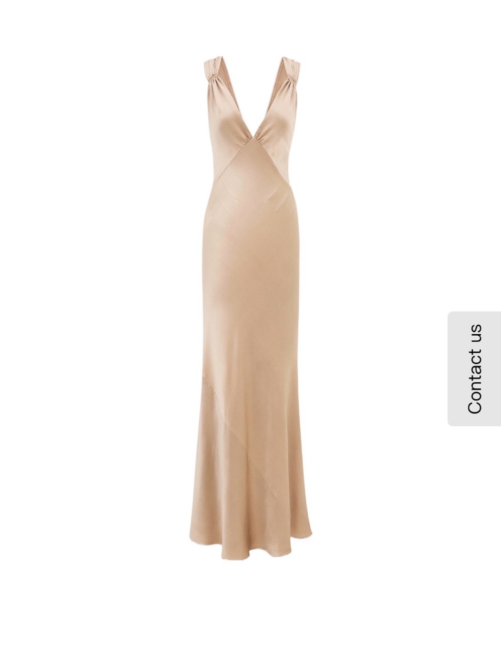 Saint Laurent Nude Satin V-Neck Bias Maxi Dress